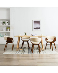 Chaises à manger lot de 4 crème bois courbé et similicuir | Mobilier & Déco