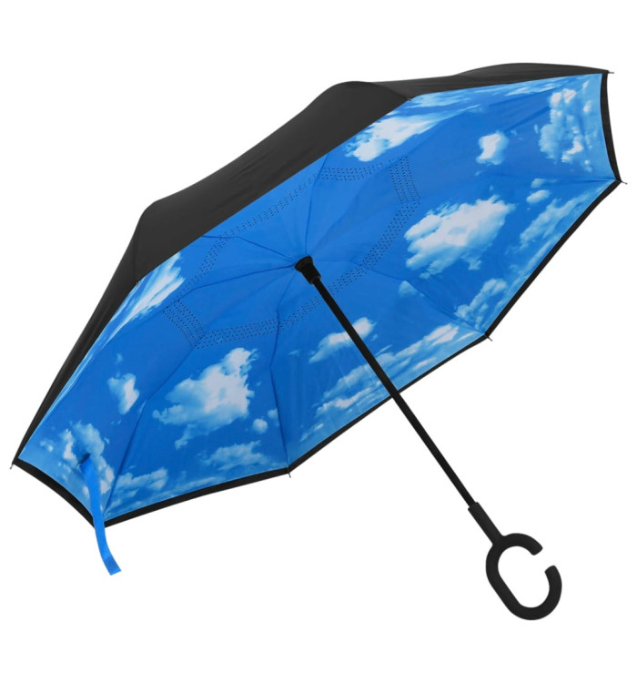 Parapluie à poignée en C Noir 108 cm | Mobilier & Déco