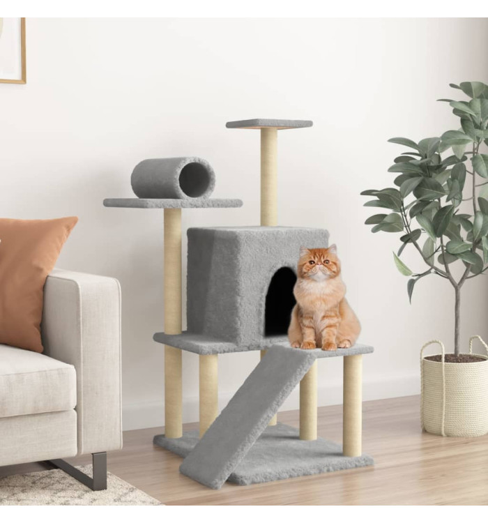 Arbre à chat avec griffoirs en sisal gris clair 110,5 cm | Mobilier & Déco