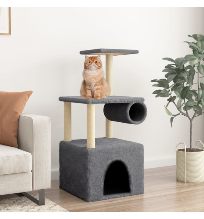 Arbre à chat avec griffoirs en sisal gris foncé 109,5 cm | Mobilier & Déco