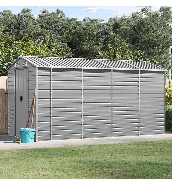 Abri de jardin gris clair 191x385x198 cm acier galvanisé | Mobilier & Déco