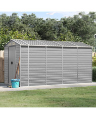 Abri de jardin gris clair 191x385x198 cm acier galvanisé | Mobilier & Déco