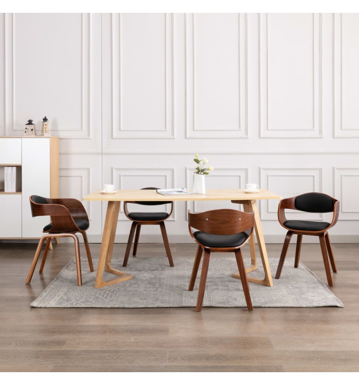 Chaises à manger lot de 4 bois courbé et similicuir | Mobilier & Déco