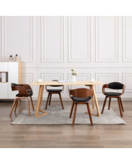 Chaises à manger lot de 4 bois courbé et similicuir | Mobilier & Déco