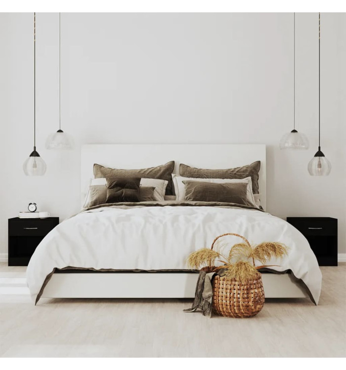 Tables de chevet 2 pcs avec tiroir Noir | Mobilier & Déco
