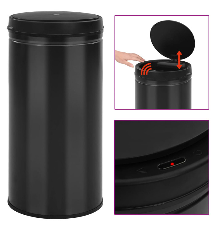 Poubelle à capteur automatique 70 L Acier au carbone Noir | Mobilier & Déco