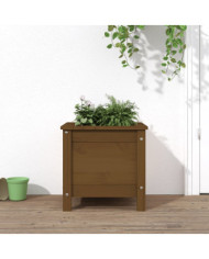 Jardinière marron miel 40x40x39 cm bois massif de pin | Mobilier & Déco
