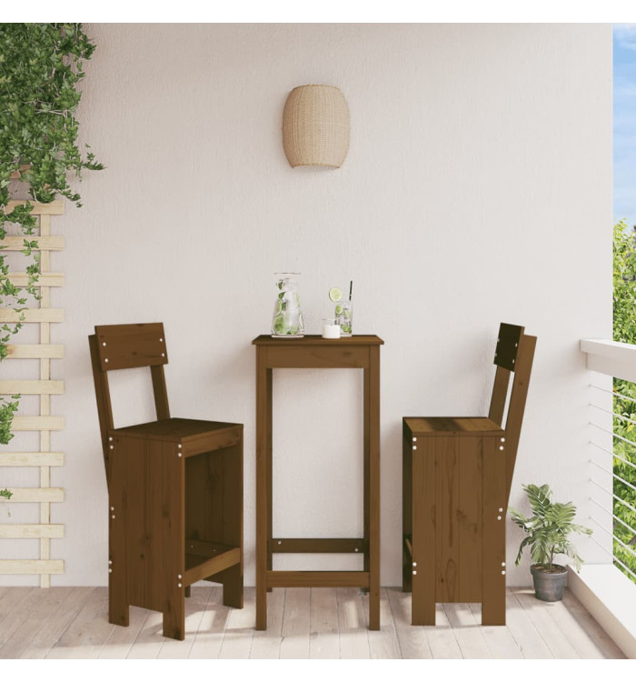 Tabourets lot de 2 marron miel 40x48,5x115,5 cm bois massif pin | Mobilier & Déco