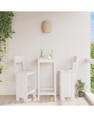Tabourets de bar lot de 2 blanc 40x48,5x115,5cm bois massif pin | Mobilier & Déco
