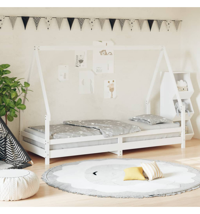Cadre de lit pour enfants blanc 80x200 cm bois de pin massif | Mobilier & Déco