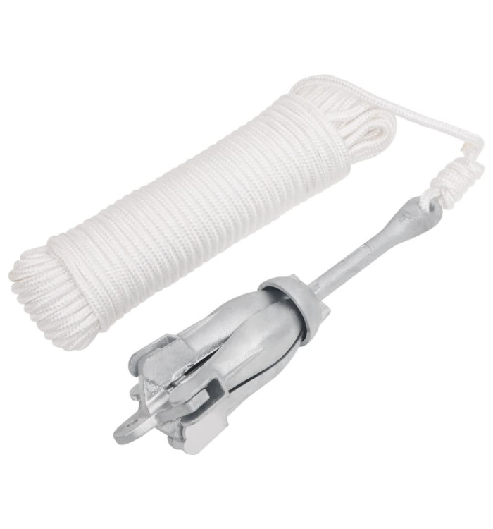 Ancre pliable avec corde argenté 2,5 kg fer malléable | Mobilier & Déco