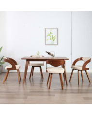 Chaises à manger lot de 4 crème bois courbé et similicuir | Mobilier & Déco