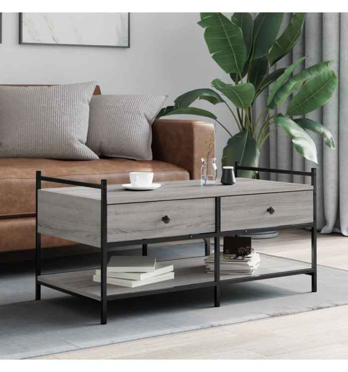 Table basse sonoma gris 99x50x50 cm bois d'ingénierie | Mobilier & Déco
