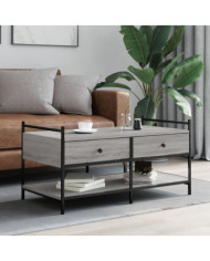 Table basse sonoma gris 99x50x50 cm bois d'ingénierie | Mobilier & Déco