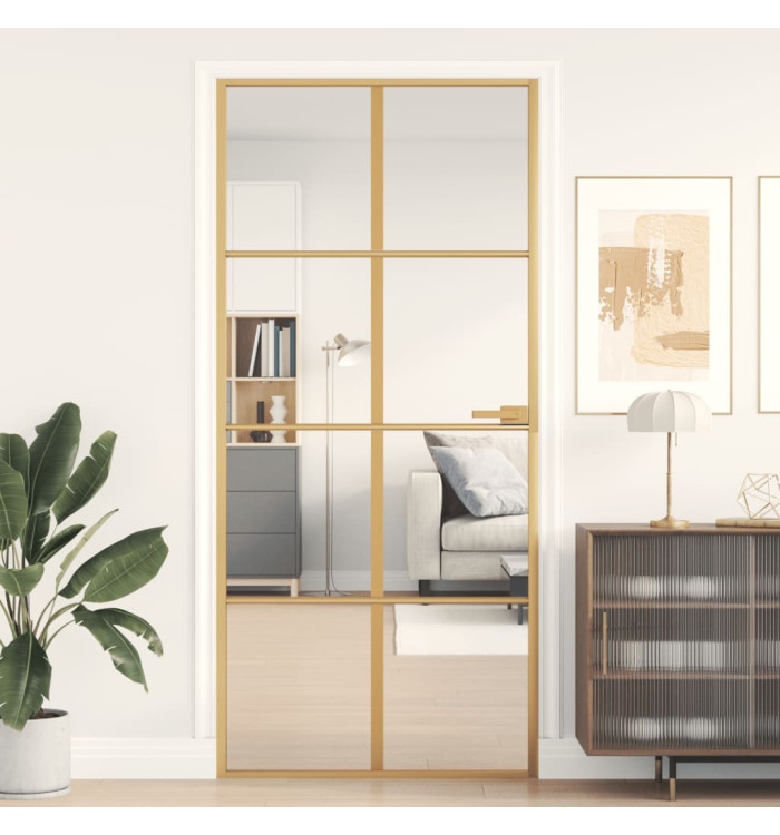 Porte intérieure mince doré 93x201,5 cm verre trempé aluminium | Mobilier & Déco