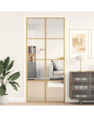 Porte intérieure mince doré 93x201,5 cm verre trempé aluminium | Mobilier & Déco