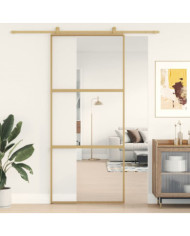 Porte coulissante doré 90x205 cm verre ESG clair et aluminium | Mobilier & Déco