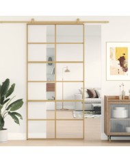 Porte coulissante doré 102,5x205cm verre ESG clair et aluminium | Mobilier & Déco