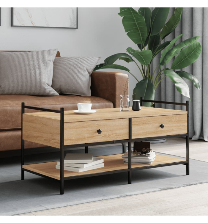Table basse chêne sonoma 99x50x50 cm bois d'ingénierie | Mobilier & Déco