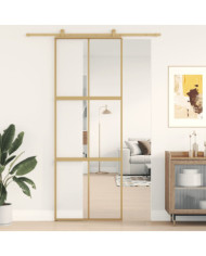 Porte coulissante doré 76x205 cm verre ESG clair et aluminium | Mobilier & Déco