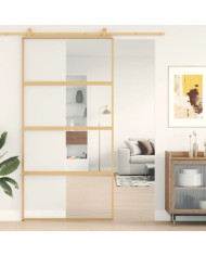 Porte coulissante doré 102,5x205cm verre ESG clair et aluminium | Mobilier & Déco