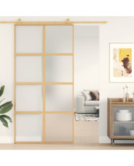 Porte coulissante doré 102,5x205 cm verre ESG dépoli aluminium | Mobilier & Déco