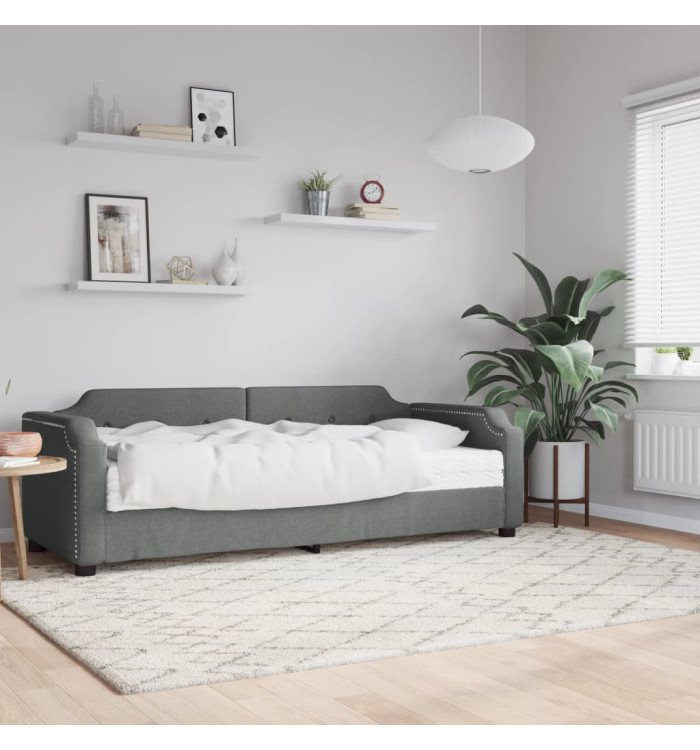 Lit de jour avec matelas gris foncé 80x200 cm tissu | Mobilier & Déco