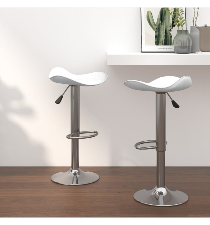 Tabourets de bar lot de 2 blanc acier chromé et cuir artificiel | Mobilier & Déco