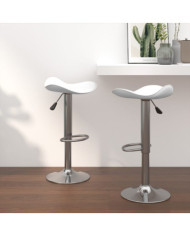 Tabourets de bar lot de 2 blanc acier chromé et cuir artificiel | Mobilier & Déco