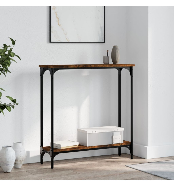 Table console chêne fumé 75x22,5x75 cm bois d'ingénierie | Mobilier & Déco