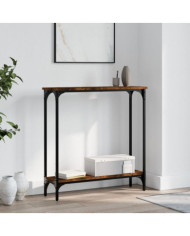 Table console chêne fumé 75x22,5x75 cm bois d'ingénierie | Mobilier & Déco