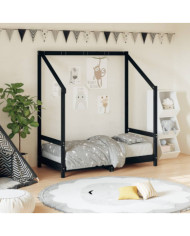 Cadre de lit pour enfant noir 70x140 cm bois de pin massif | Mobilier & Déco