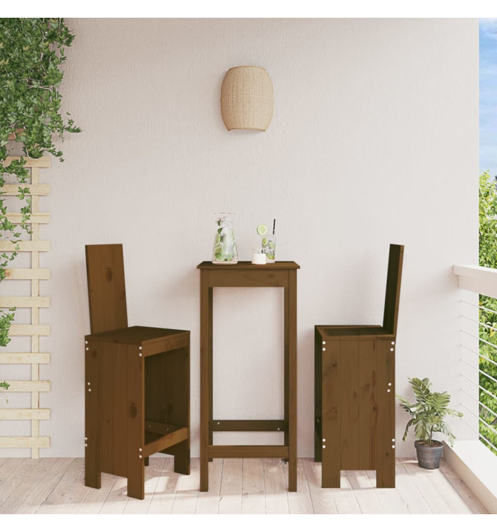 Tabourets lot de 2 marron miel 40x42x120 cm bois massif de pin | Mobilier & Déco