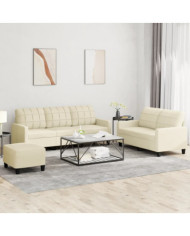 Ensemble de canapés 3 pcs avec coussins Crème Similicuir | Mobilier & Déco