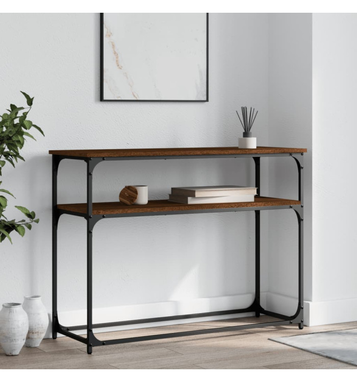 Table console chêne marron 100x35,5x75 cm bois d'ingénierie | Mobilier & Déco