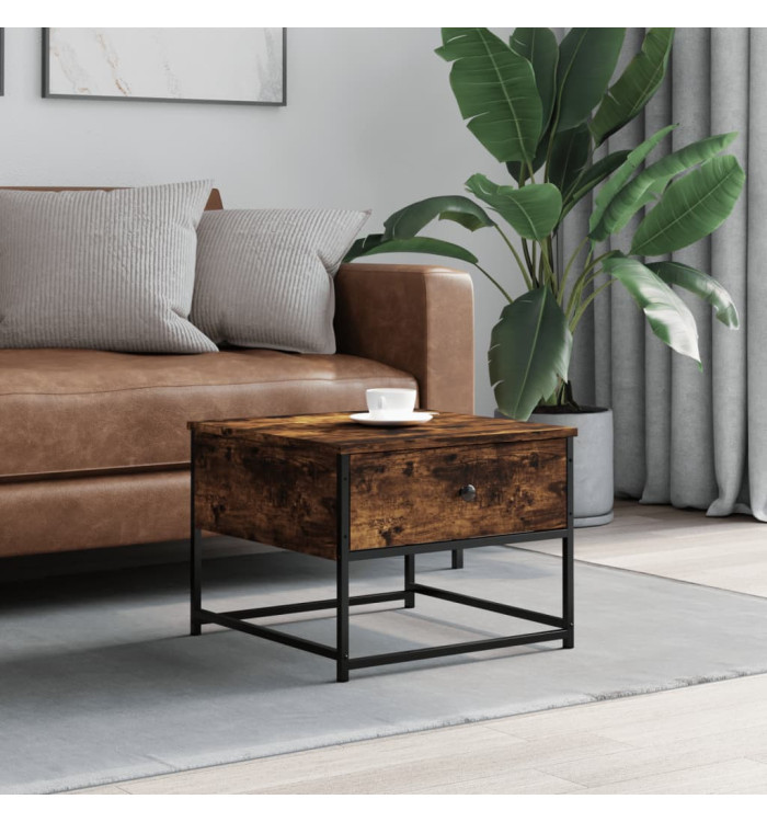 Table basse chêne fumé 51x51x40 cm bois d'ingénierie | Mobilier & Déco