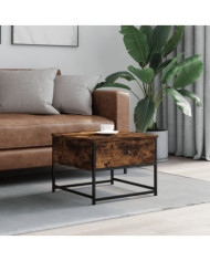 Table basse chêne fumé 51x51x40 cm bois d'ingénierie | Mobilier & Déco