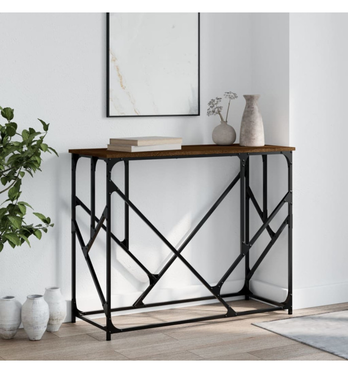 Table console chêne marron 100x40x80 cm bois d'ingénierie | Mobilier & Déco