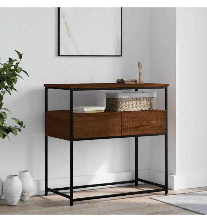 Table console chêne marron 75x40x75 cm bois d'ingénierie | Mobilier & Déco