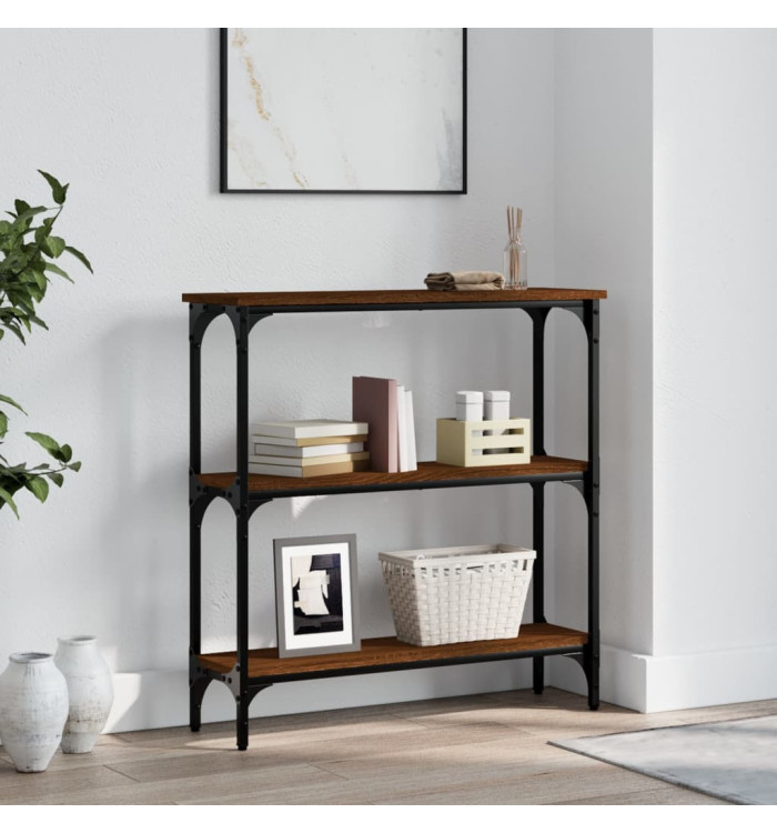 Table console chêne marron 75x22,5x75 cm bois d'ingénierie | Mobilier & Déco