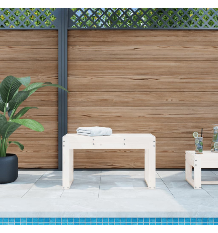 Banc de jardin blanc 80x38x45 cm bois massif de pin | Mobilier & Déco