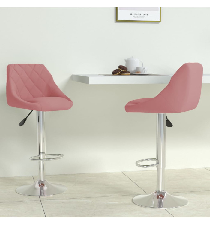 Tabourets de bar lot de 2 rose velours | Mobilier & Déco