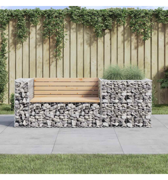 Banc de jardin avec panier en gabion bois massif de pin | Mobilier & Déco