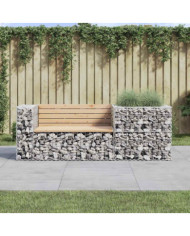 Banc de jardin avec panier en gabion bois massif de pin | Mobilier & Déco