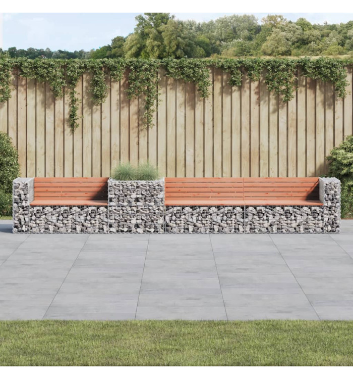 Banc de jardin avec panier en gabion bois massif de douglas | Mobilier & Déco