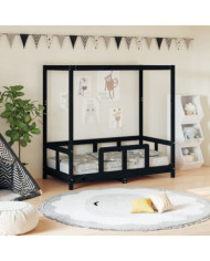 Cadre de lit pour enfant noir 70x140 cm bois de pin massif | Mobilier & Déco