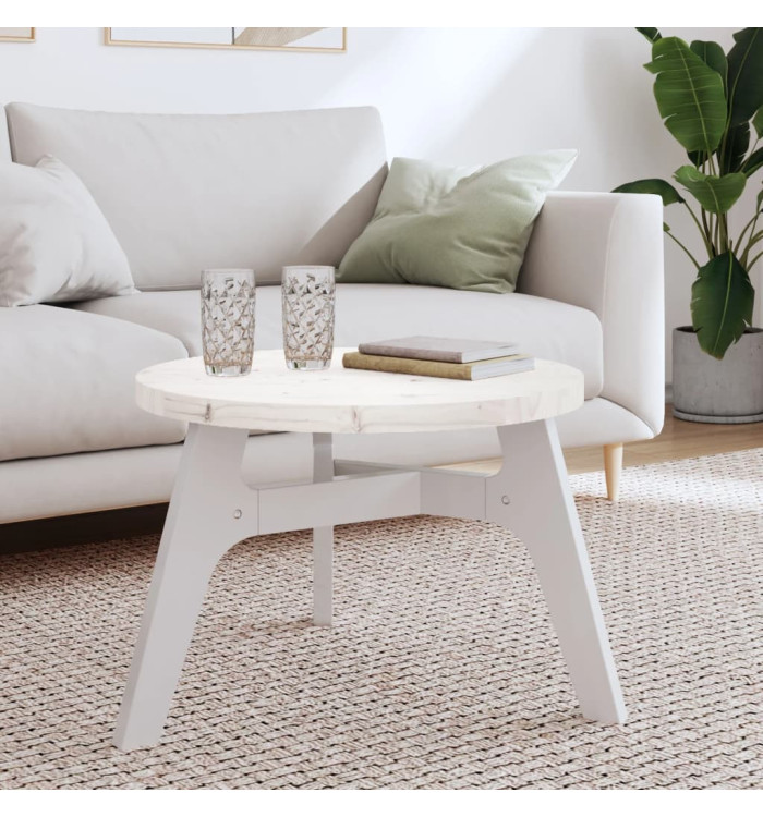 Dessus de table rond blanc Ø60x3 cm bois de pin massif | Mobilier & Déco