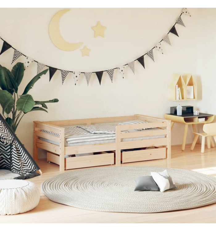 Cadre de lit enfant avec tiroirs 70x140 cm bois de pin massif | Mobilier & Déco