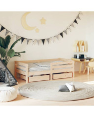 Cadre de lit enfant avec tiroirs 70x140 cm bois de pin massif | Mobilier & Déco