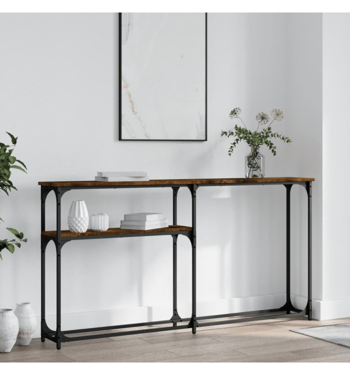 Table console chêne fumé 145x22,5x75 cm bois d'ingénierie | Mobilier & Déco